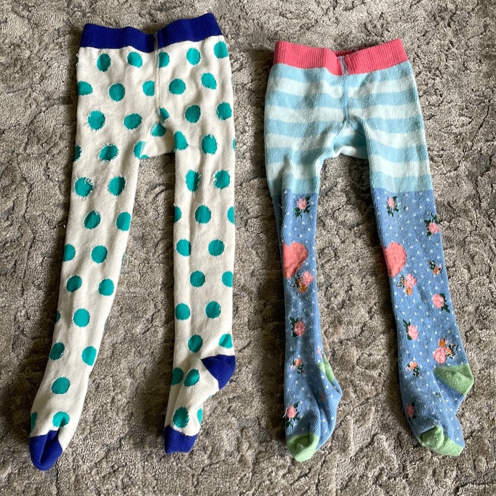 (2) Pairs Matilda Jane Tights- Floral & Polka Dot- 12-24 months